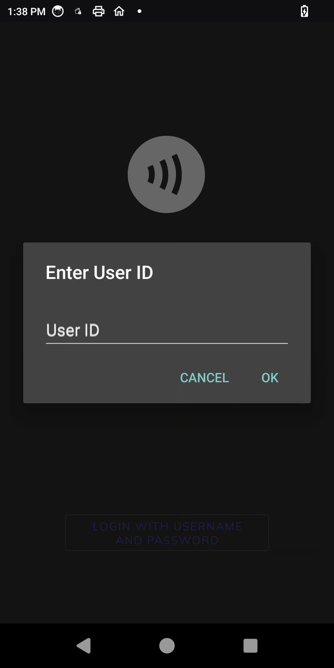 Enter User Id prompt