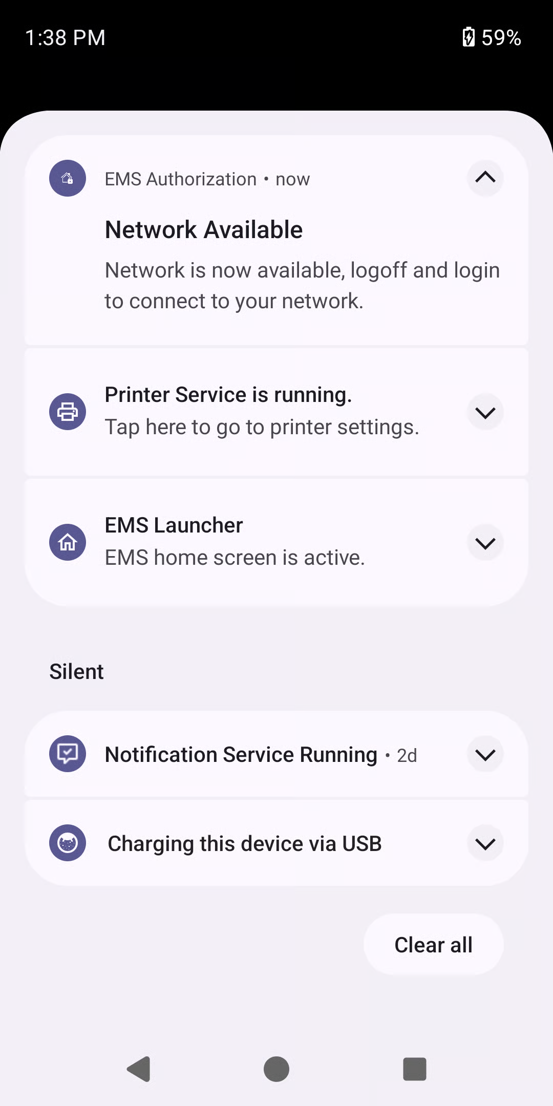 Network availability notification